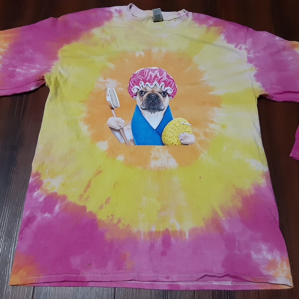 Large tie dye dog shirt